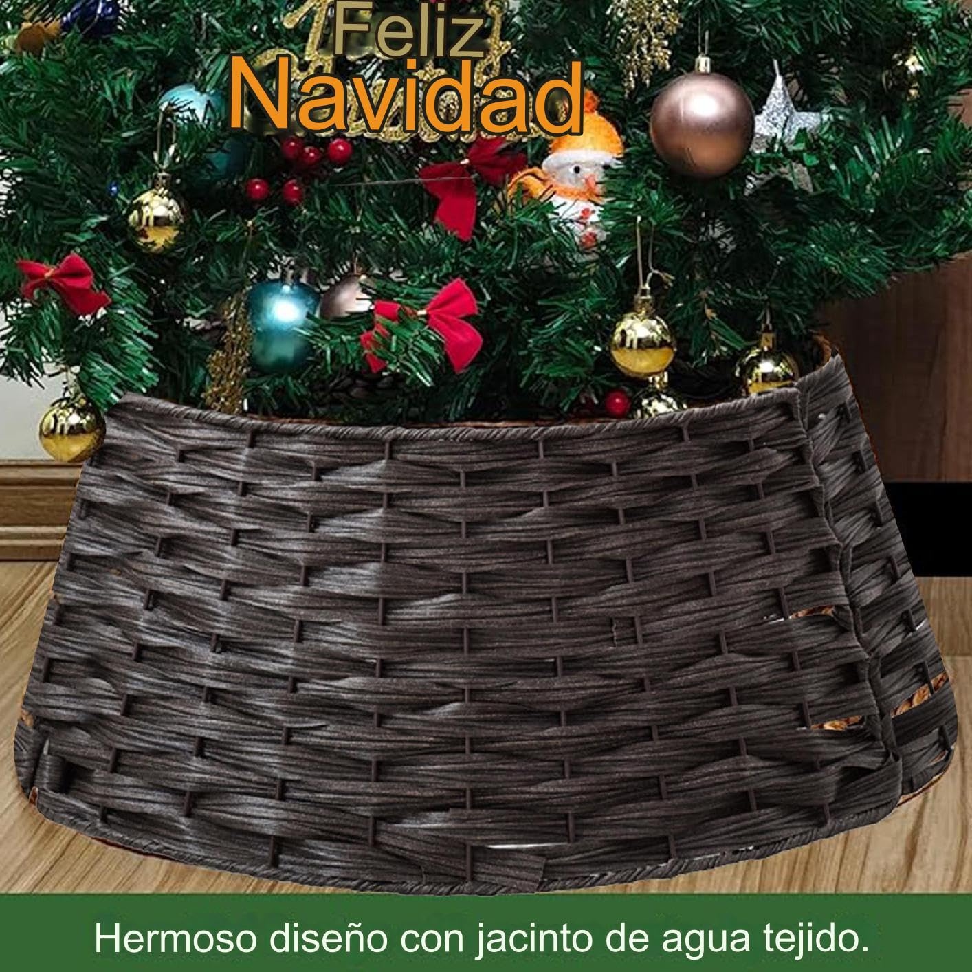 Collar para Árbol De Navidad Artificial Decoración De Rattán Y Mimbre