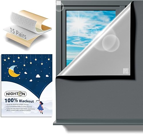 Cortinas opacas portátiles de 100 x 57 pulgadas, tiras de cinta de velcro fuertes con adhesivo, persianas opacas que se pueden cortar, 100% material