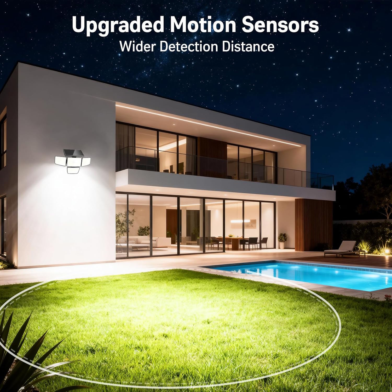 Adewalk 3000LM Solar Outdoor Lights - Upgraded 2Packs 4 Heads 188 LED Security Lights with Motion Sensor Lights, IP65 Waterproof 270° Wide Angle Flood Wall Lights for Home Darkroom Backyard