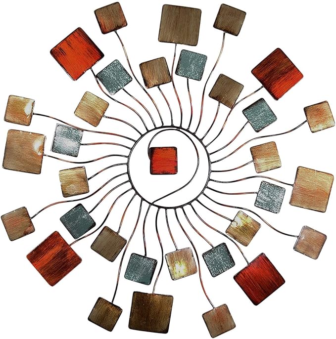 32 Inch Metal Wall Decor, Modern Blossom Sun Abstract Metal