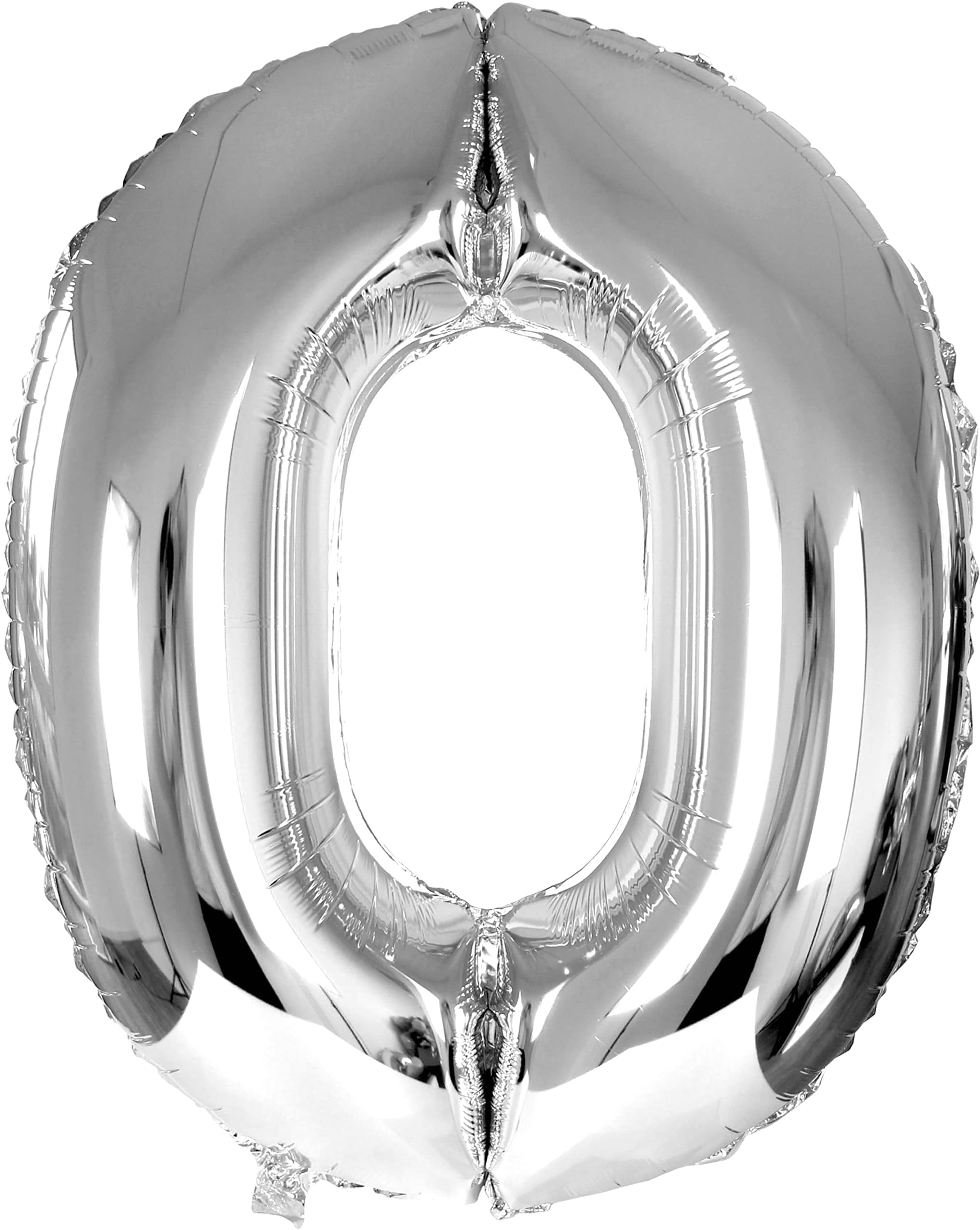 DekoRex Foil Balloon Silver 100cm Wedding Birthday Anniversary Decoration (Number 0)