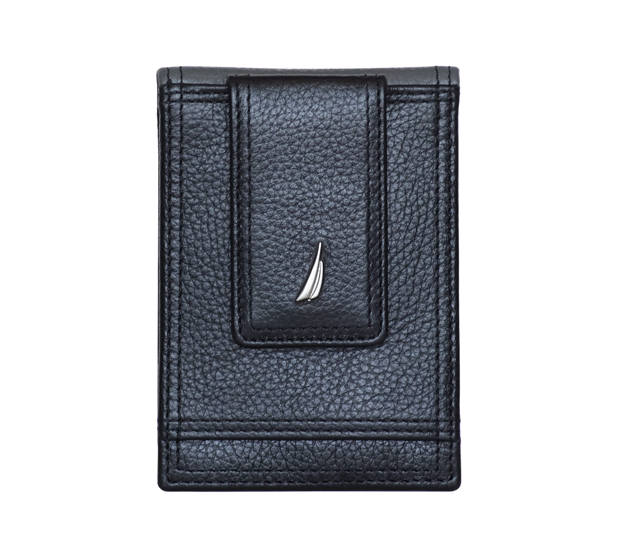 Nautica Men's Bifold Leather Wallet, Two Tone-Black/Grey, Taglia unica