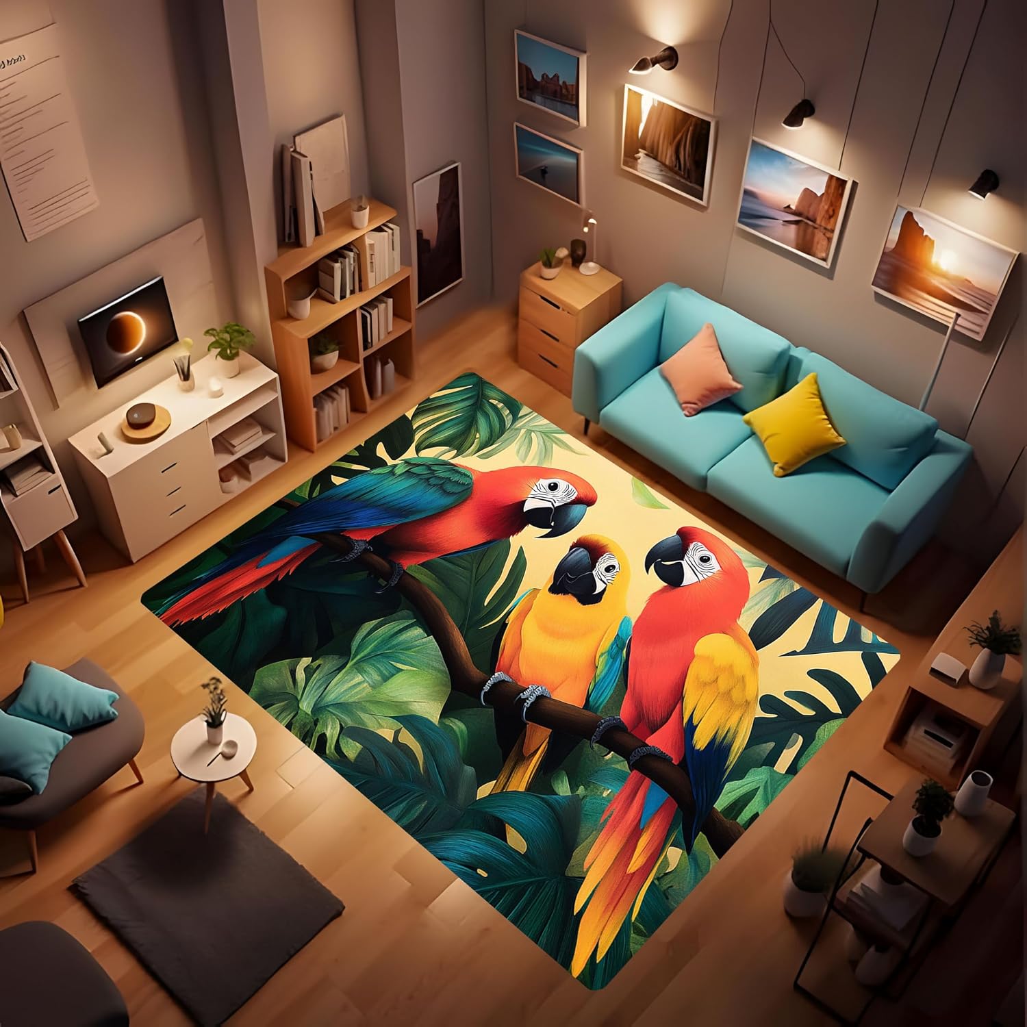 Vasa Parrot Rug Amazon.com: Colorful Parrot Carpet, Watercolor Leaves and Birds Pattern ...