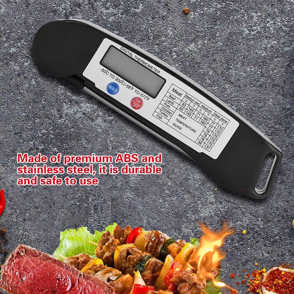 review Alinory Thermometer, LCD Digital Food Meat Thermometer with Foldable Probe Kitchen Cooking BBQ Grill Temp Tester