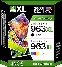 963 963XL Ink Cartridges Multipack Compatible for for HP 963XL Pro 9010 9012 9014 9015 9016 9020 9018 Printer (4-Pack, Black Cyan Magenta Yellow)
