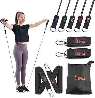 Sunny Health & Fitness Resistance Band Set/Ankle Strap for Home Gym