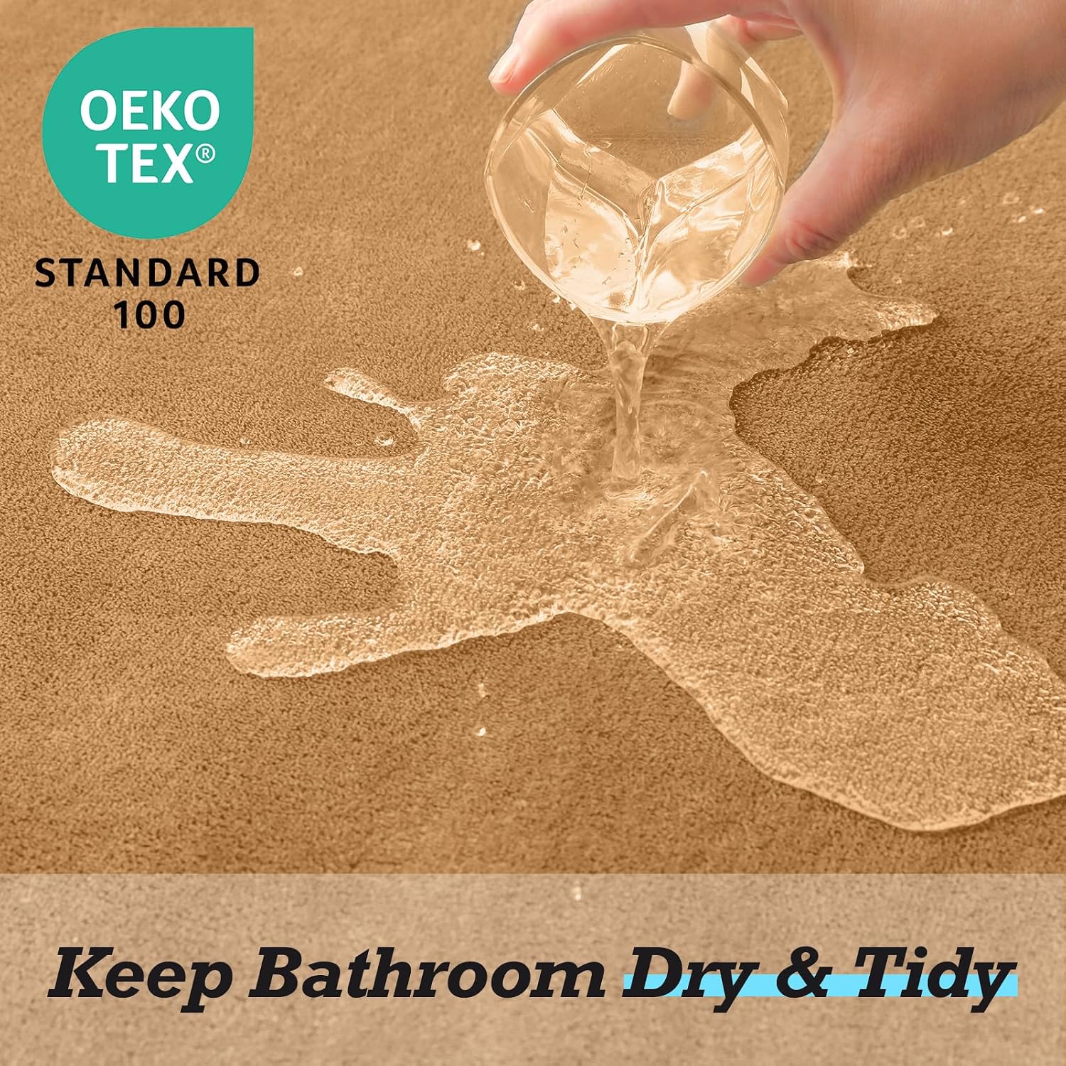  Bathroom Rugs Sets 2 Piece, Non-Slip & Quick Dry Bath Mat Set, Ultra Soft Velvet Bath Rugs for Bathroom, Toilet and Shower Floor, Khaki thumbnail