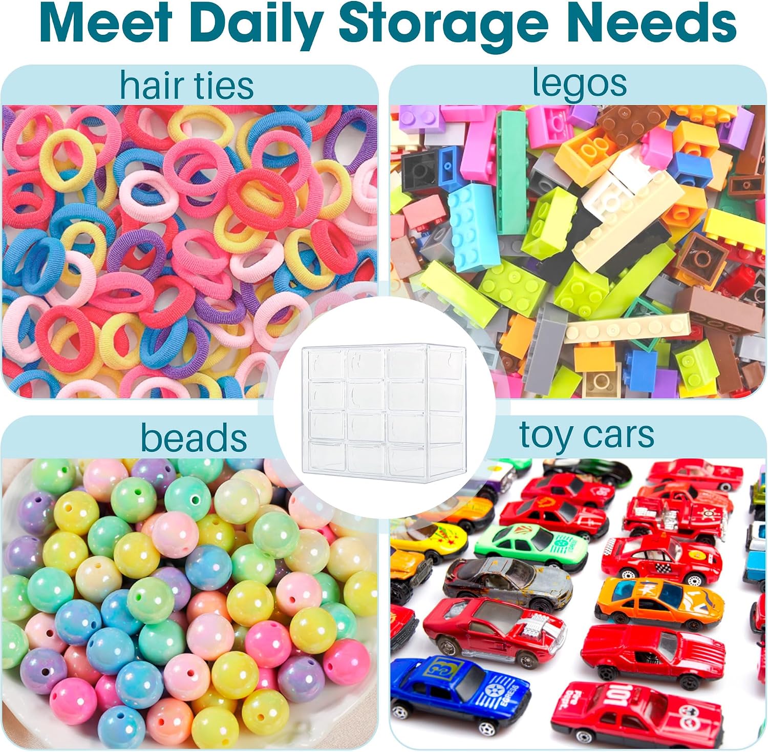 Bead Storage Organizer Box with 12 Grids Clear Plastic Bead Storage Organizer (Beads Are Not Included)