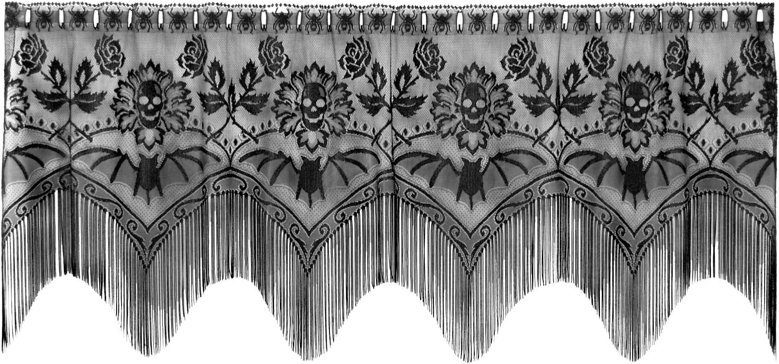 Heritage Lace Gothic Black Lace Halloween Gala 4 Way, Mantle Scarf, Lampshade Topper, Window