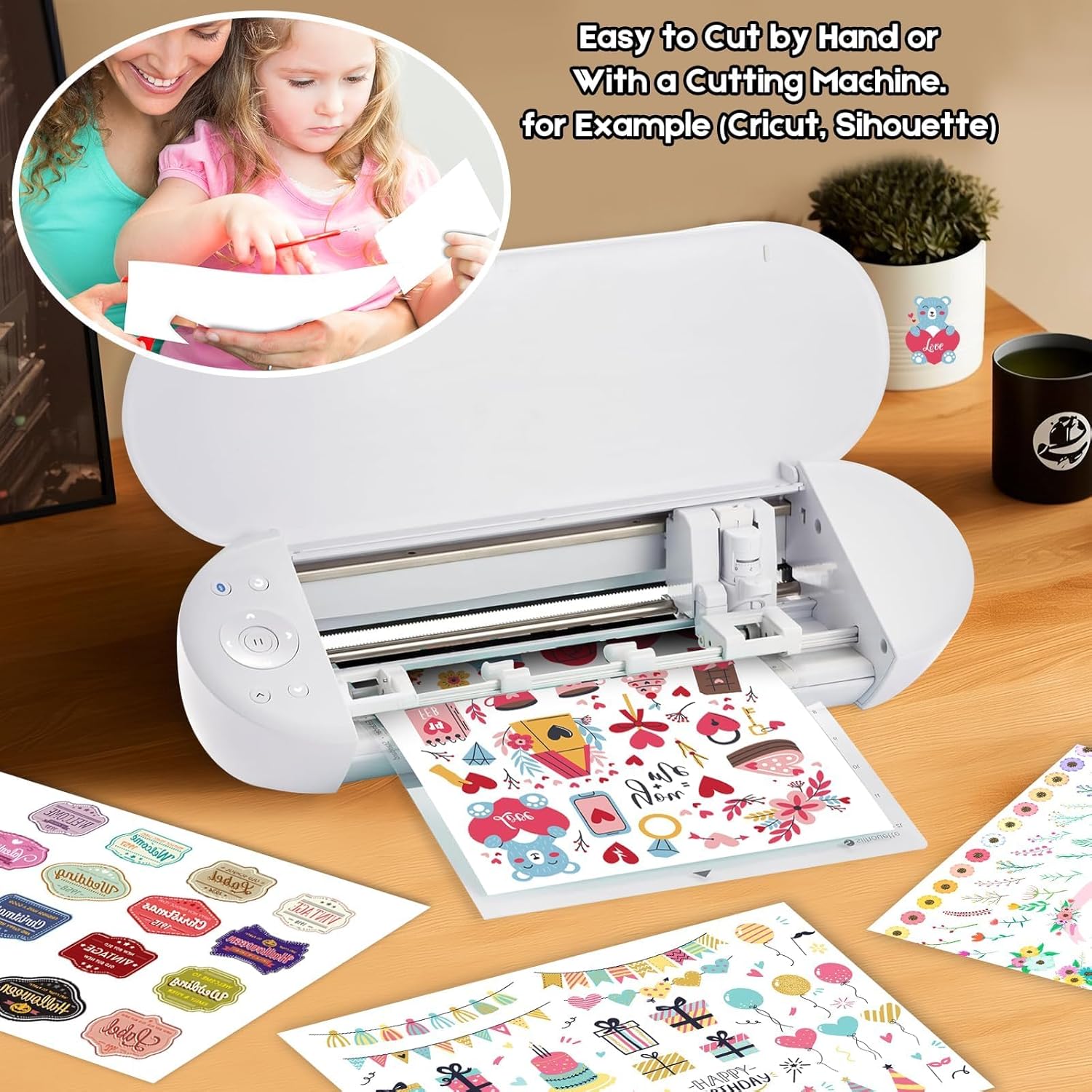 120 Sheets Printable Clear Vinyl Sticker Paper for Inkjet Printers, Transparent Paper of 8.5x11"DIY Personalized Self-adhesive Paper That Is Tear Resistant, Waterproof Labels, Easy to Cut