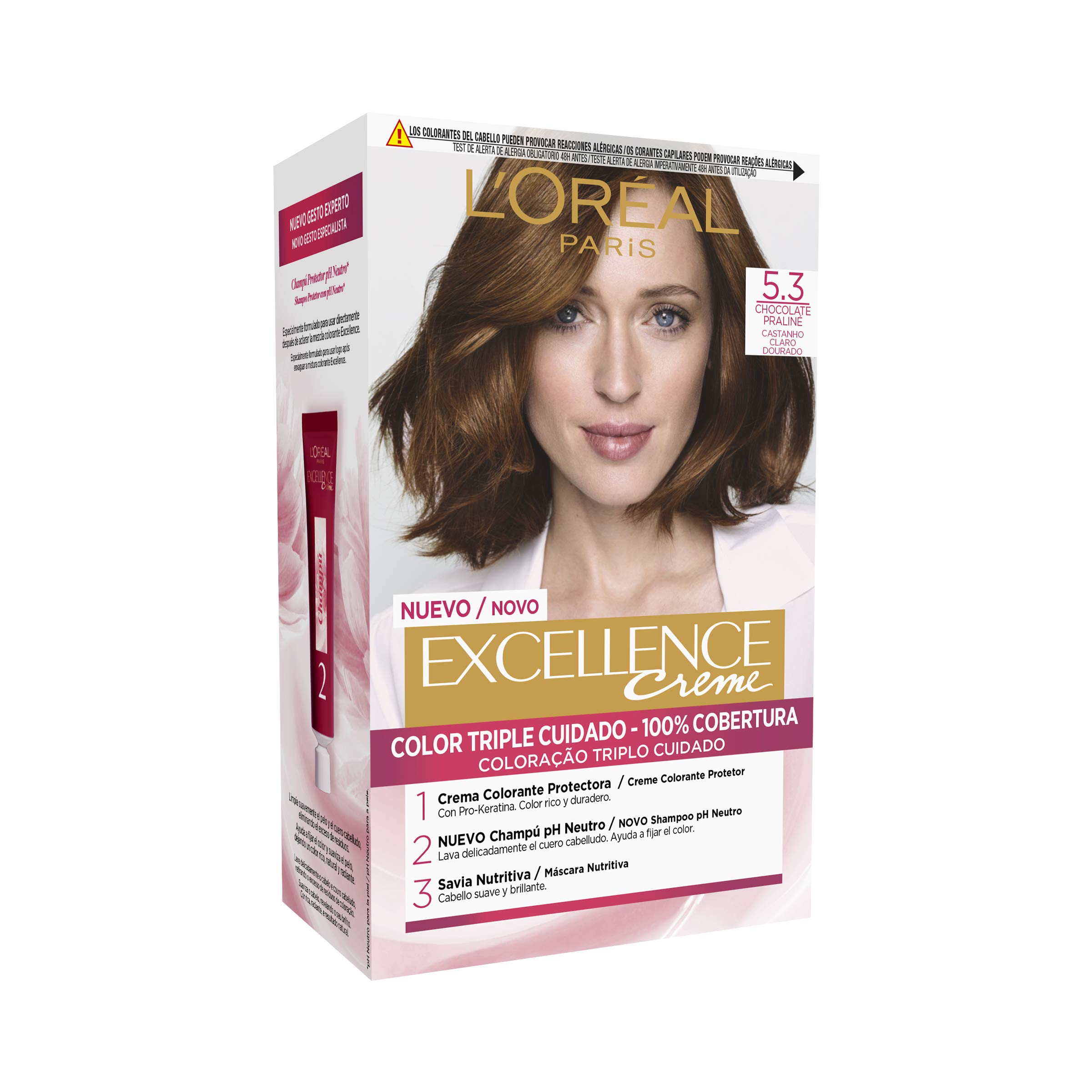 L´Oréal Paris Excellence Creme Tinte Permanente - Tono 5.3 Chocolate Praliné – Ansicht 7