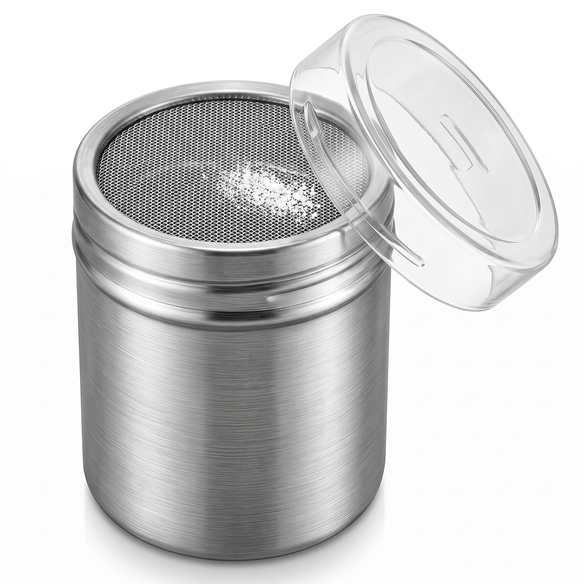 Flour Sugar Salt Shaker,Icing Sugar Shaker Duster,Chocolate Powder Shaker for Cappuccino,Stainless Steel Flour Sifter,Seasoning Shakers with Lid,Sieve Dredger Coffee Cocoa Sifters for Kitchen Baking