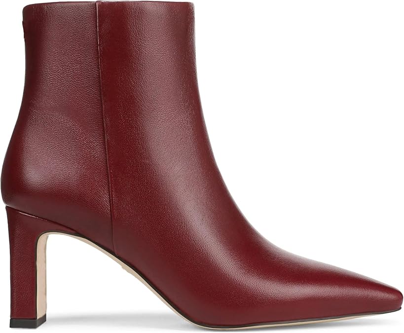 Brown Suede Ankle Boots for Women Pointed Toe Chunky High Heeled Booties Fall Dressy Short Boots with Zipper