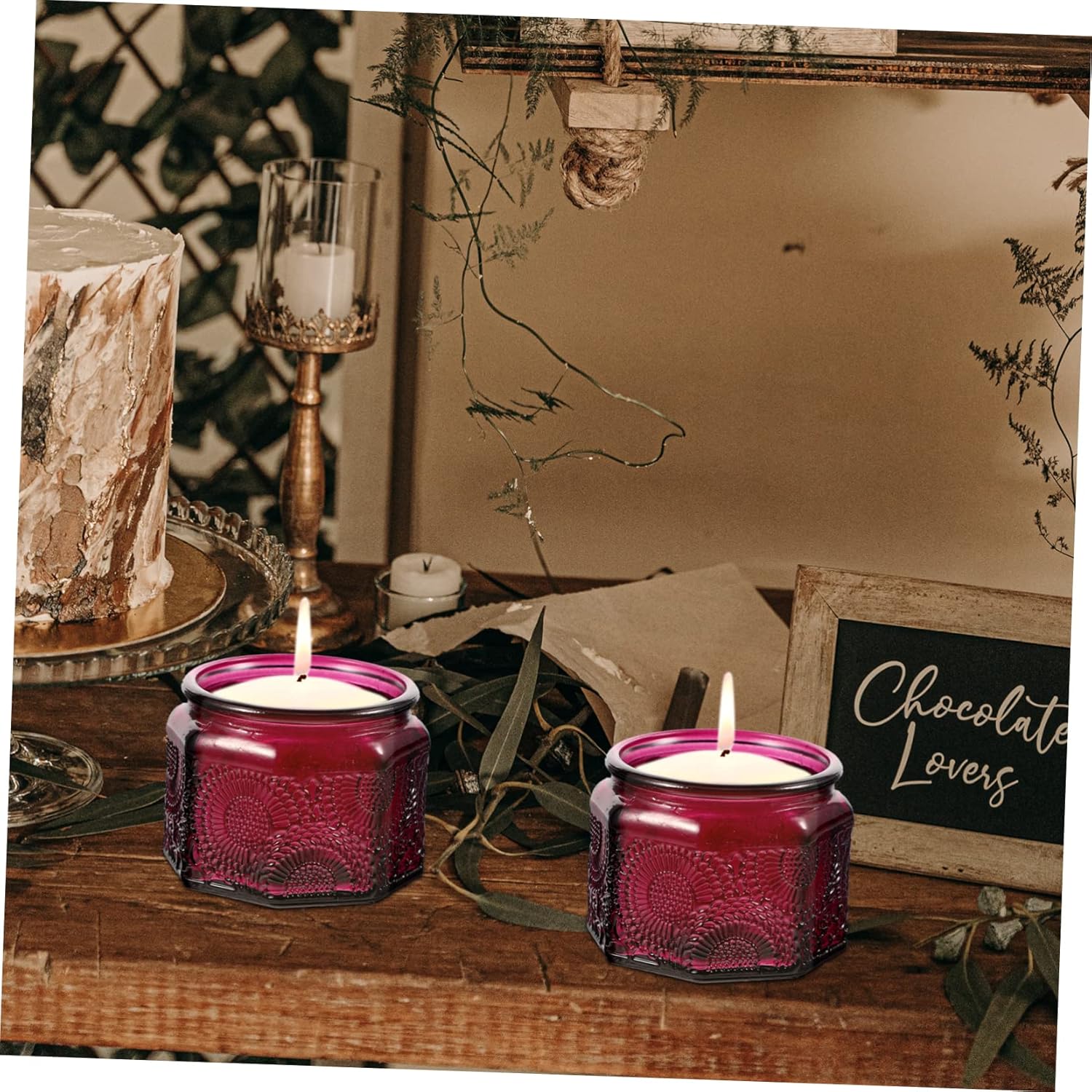 Gogogmee 14pcs Embossed Glass Candle Jars with Lids for DIY Scented Candle Making Colorful Aromatherapy Containers High-Temperature Resistant for Home Decor and Gifts