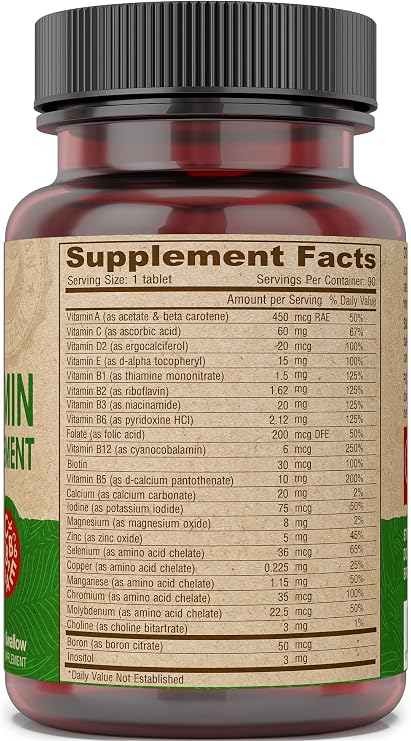 Deva Vegan Multivitamin and Mineral Supplement Iron-Free - with Vitamins A, C, D, E, B Complex, High-Potency Formulation for Daily Health and Wellness - 90 Tiny Tablets, 1-Pack
