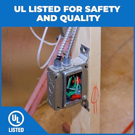 OHLECTRIC 4-Pack 4 Welded Square Electrical Box with 1/2 & 3/4-Inch Knockouts | 2-1/8 Deep Junction Box, Made of Galvanized Steel | Ideal for Lighting Fixtures, Switches and Receptacles | UL Listed