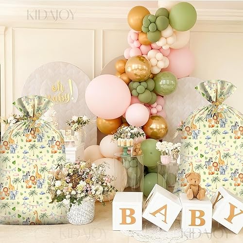 Miniatura 8 de KIDAJOY Bolsas de regalo de plástico grandes de animales para baby shower, 56 x 36 pulgadas, bolsas de regalo jumbo con diseño de animales, para