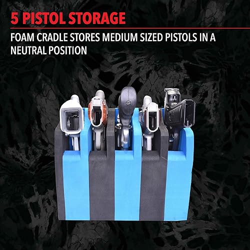 Miniatura 5 de G5 Outdoors Soft Foam 5 Medium Frame Pistola Cradle Holder Organizador para Almacenamiento Seguro Pistola - NegroAzul
