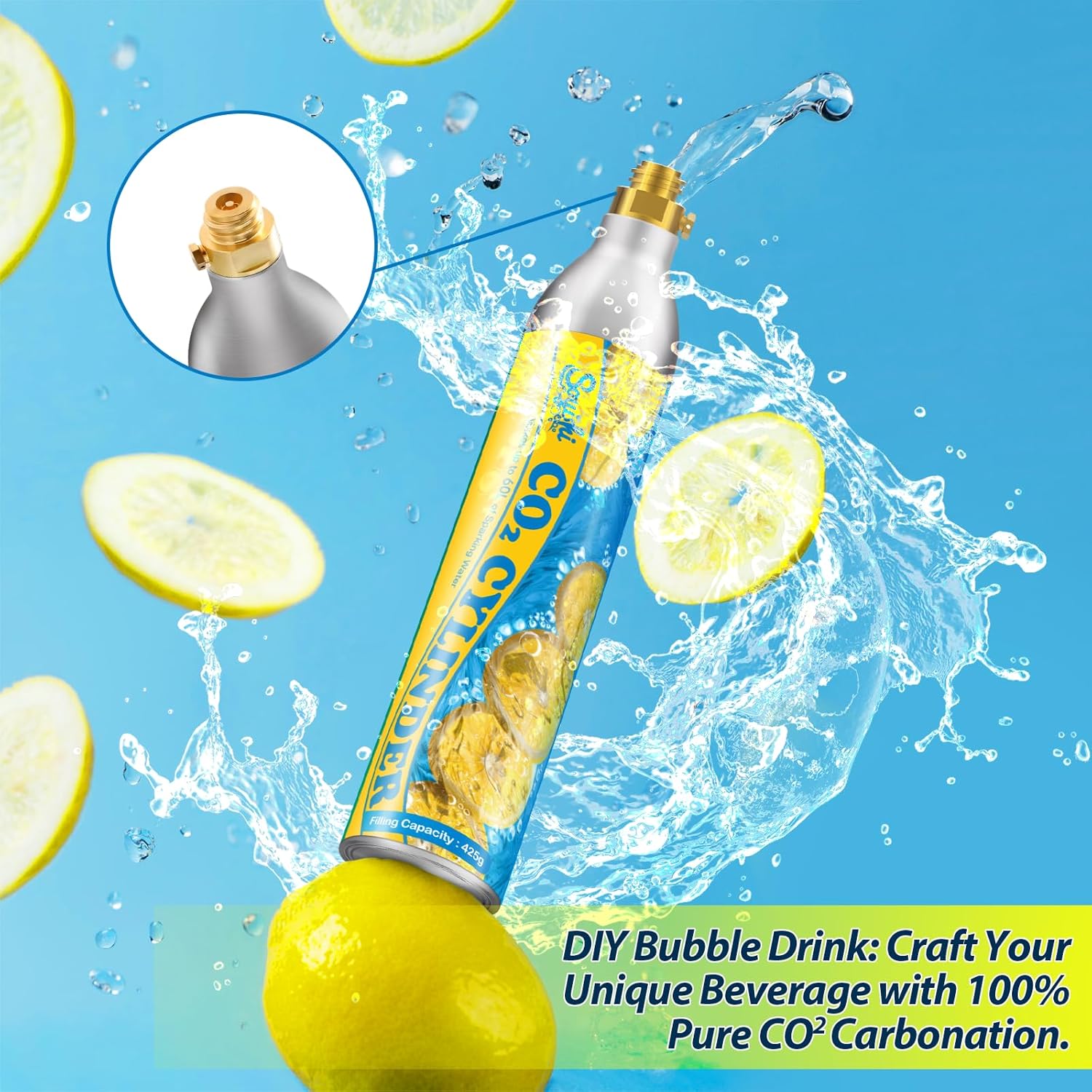 60L Co2 Cartridges Cylinder Compatible with All 'Screw-In' Soda Streaming Maker Co2 tanks 14.5oz Threaded CO2 Cartridge canister Sparkling Water Carbonates NOT for quick-connect models Set of 2