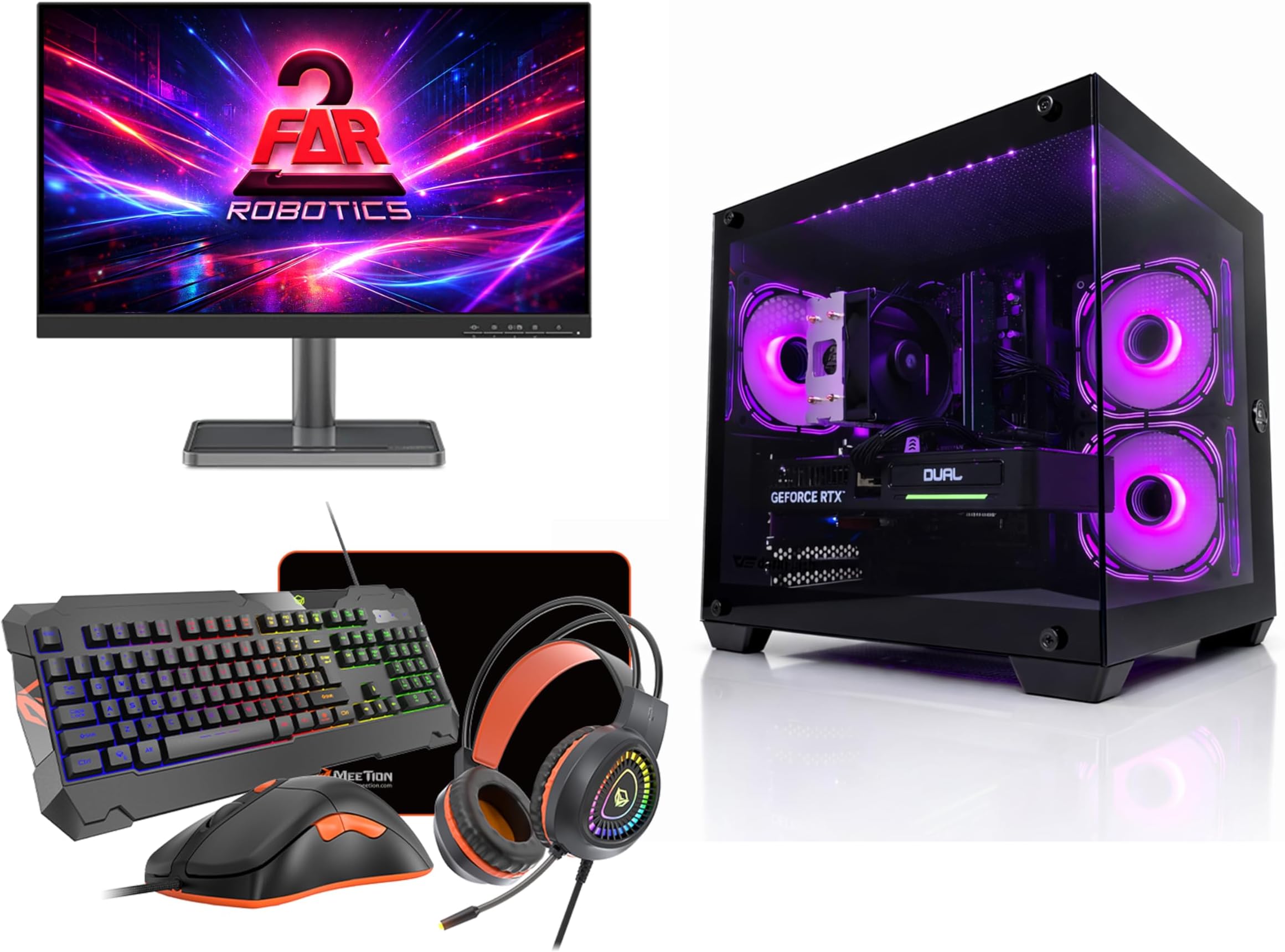 Gaming PC Bundle T-50 | Intel Core i7 | RTX 1060 | 16GB RAM | 1TB SSD | 24” Monitor, Keyboard, Mouse, Headset | WiFi & Bluetooth | Ready to Use | Windows 11 Pro | 1 Year Warranty |2 FAR ROBOTICS
