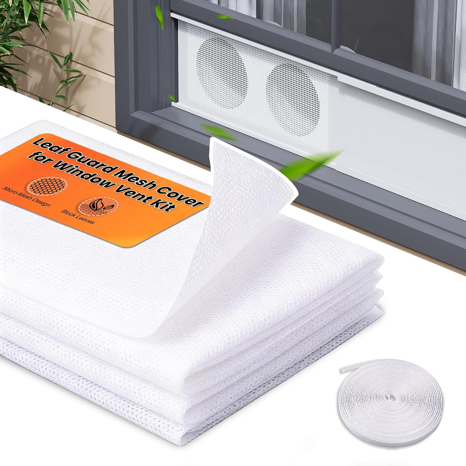 GCGOODS Micro-Mesh Cover for Window Vent Kit, Leaf Guard Mesh Cover Universal Fit for Most Window Vent Kits with Different Outlet, Portable AC Window Seal Kit Mesh Screen Prevent Leaves & Debris