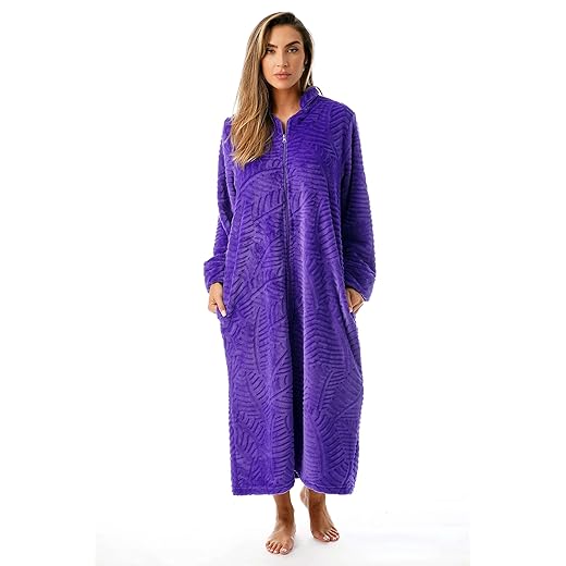 Just Love Plush Zipper Lounger Robe 6729-PUR-L Purple