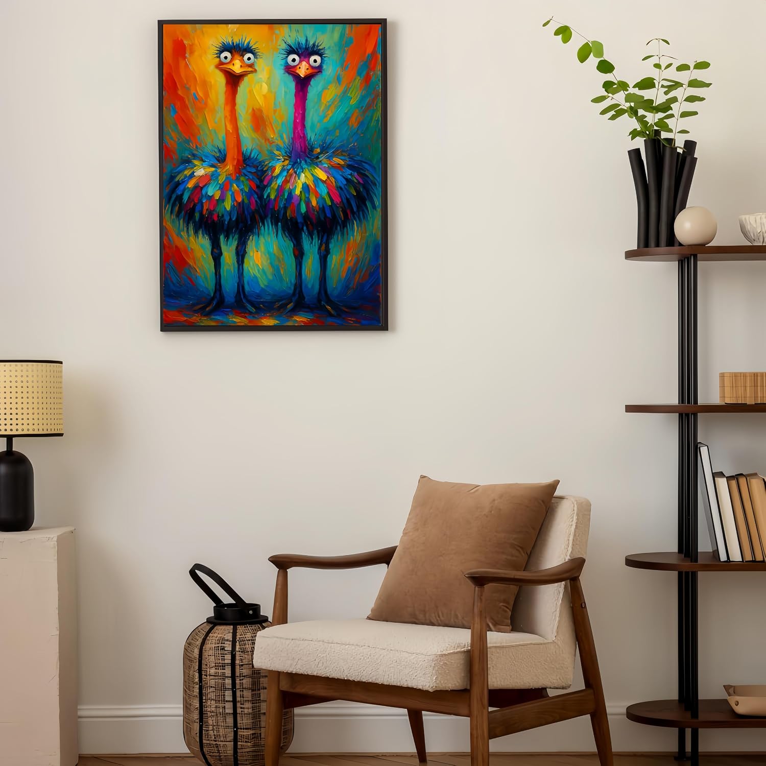 DOTSTART Paint by Numbers for Adults,Two Colorful Ostrich Adult Paint by Number Kits on Canvas,DIY Paint by Numbers Easy,Number Painting Acrylic Oil Painting,for Home Wall Decor 11.8X15.7 inches
