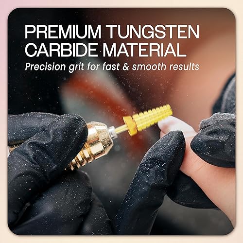 Miniatura 159 de PANA Broca de carburo de uñas 5 en 1 – Uso de rotación bidireccional para zurdos y diestros – acrílico de eliminación rápida o gel duro – vástago