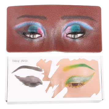 Makeup Practice Face Mannequin Reusable Practice Eye Board 3D Silicone Eyes Pad for Makeup Beginners Students and Artists Bronze