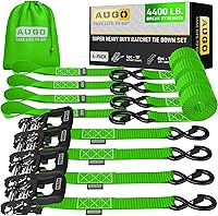 Vista 16 de AUGO Correas de trinquete retráctiles autobloqueantes 4 correas de amarre retráctiles de servicio pesado con autotensado con bucles suaves y bolsa