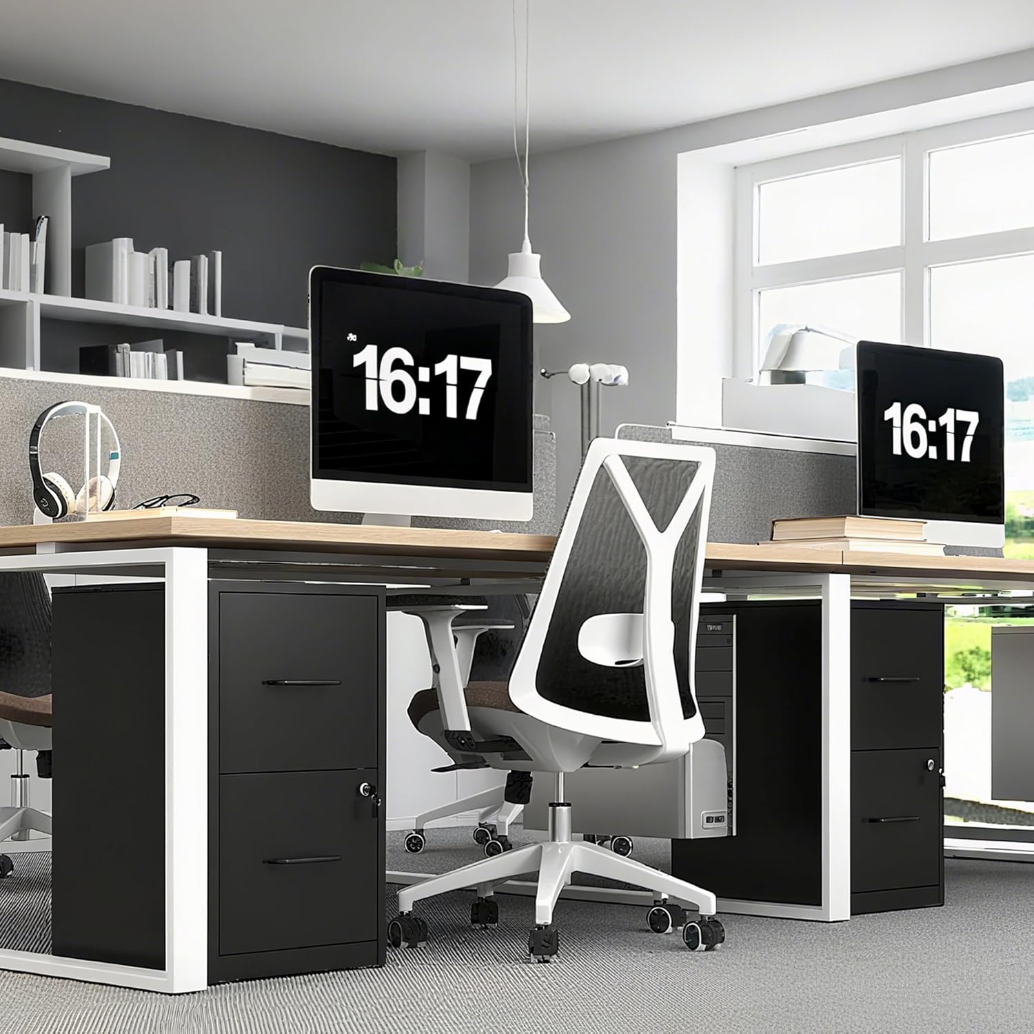 2 Drawer File Cabinet with Lock,Metal Vertical Filing Cabinets for Home Office,Heavy Duty File Storage Cabinet for Letter/Legal/A4/F4 Size File,Assembly Require (Black, Vertical 2 Drawer)