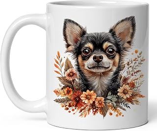 Chihuahua Ceramic Coffee Mug 11oz Chi Teacup Taco Dog - Tea Coffee Mug with Comfortable Grip - Unique Animal Gift Cup for Office or Home - Vibrant Long-Lasting Print ID44991
