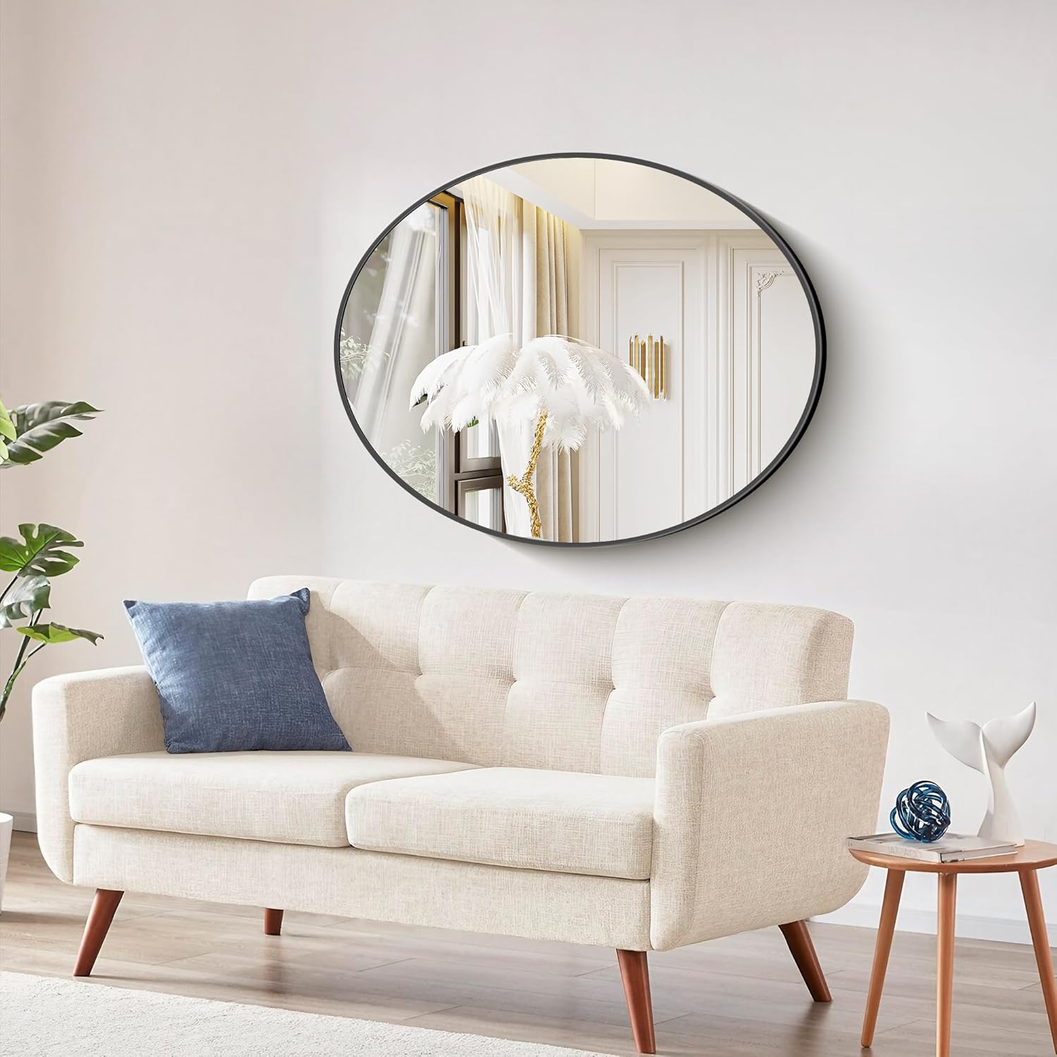 Bathroom Mirrors, 30" x36" Black Mirrors, Oval Vanity Mirrors, Metal Framed Wall Mounted Mirrors, Vertical/Horizontal Mirror for Bathroom Bedroom Entryway Living Room