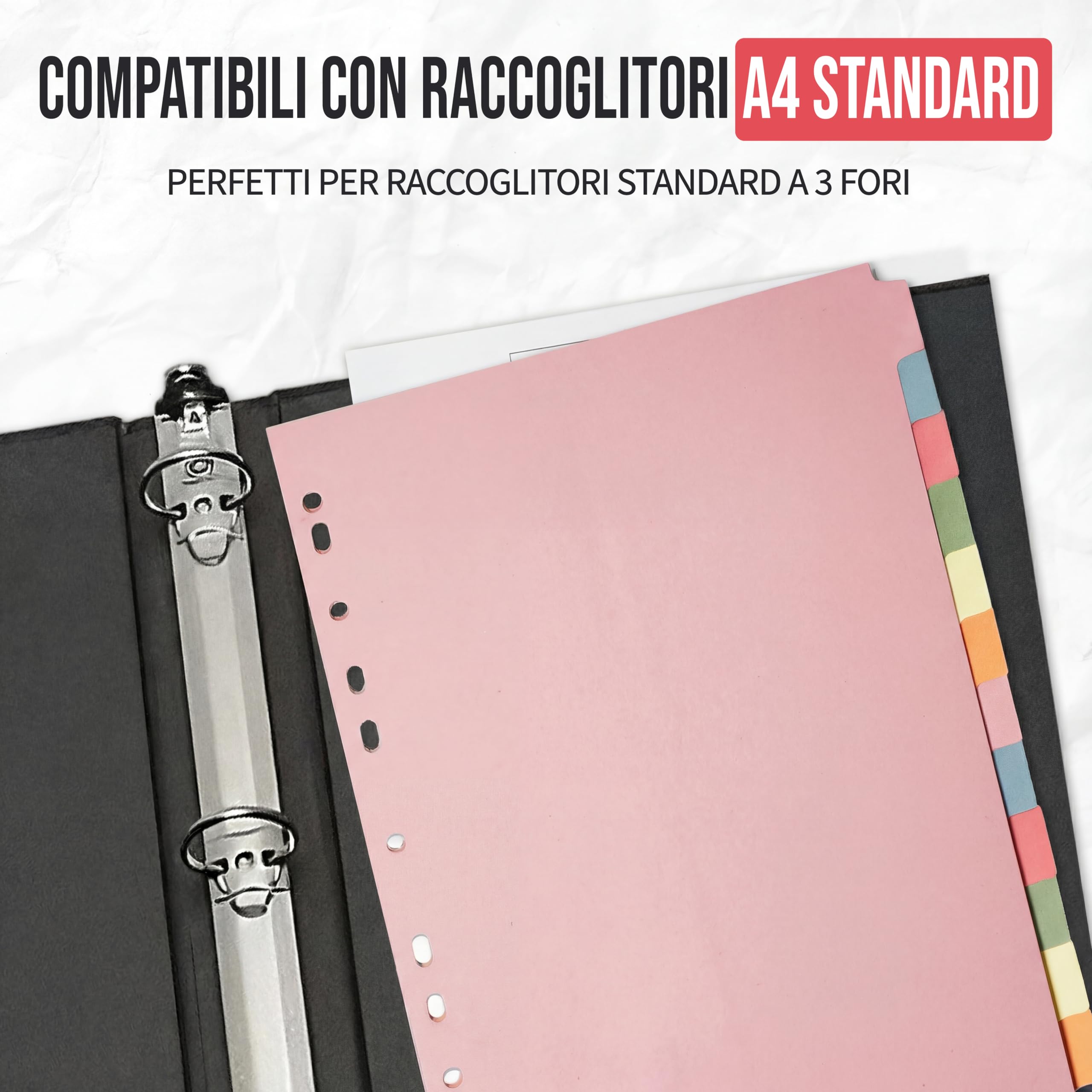 Divisori per raccoglitori con linguette A4 12 parti a 3 anelli