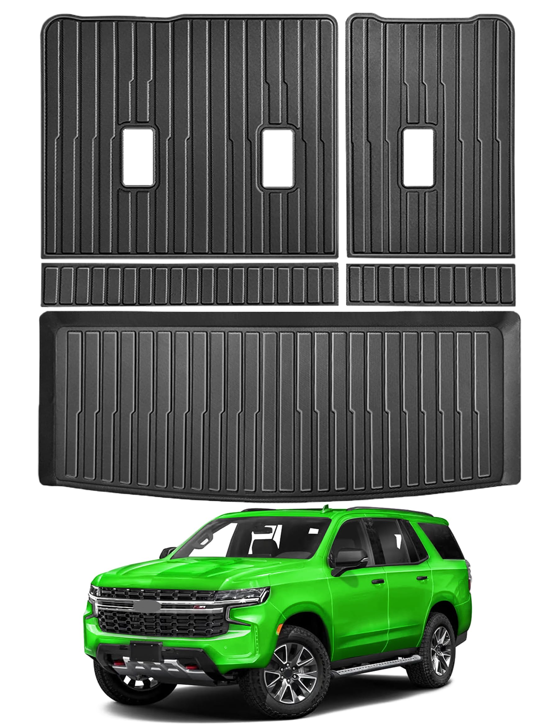 Cargo and Backrest Mats Compatible with 2021-2024 Chevy Tahoe/GMC Yukon Accessories,5PCS Cargo Liner Trunk Mat Back Seat Cover All-Weather Protector for Yukon(Trunk Mat+Rear Backrest Mats)