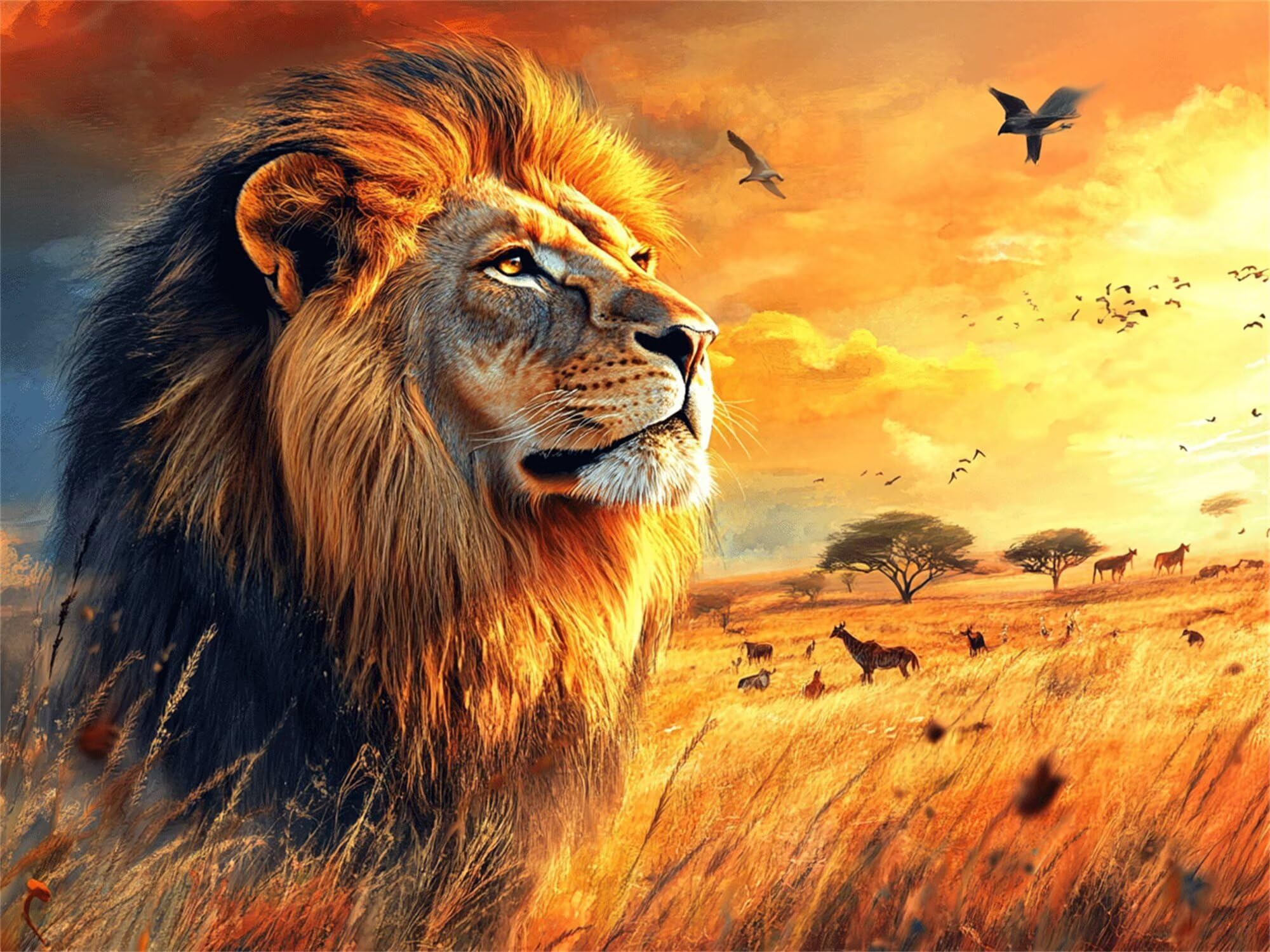 Lion Diamond Art Animal Zestawy do malowania diamentami, kryształowe zestawy artystyczne dla dorosłych, klejnoty, sztuka i rękodzieło, dla dzieci w wieku 10 lat, DIY, pełny zestaw mozaikowy do