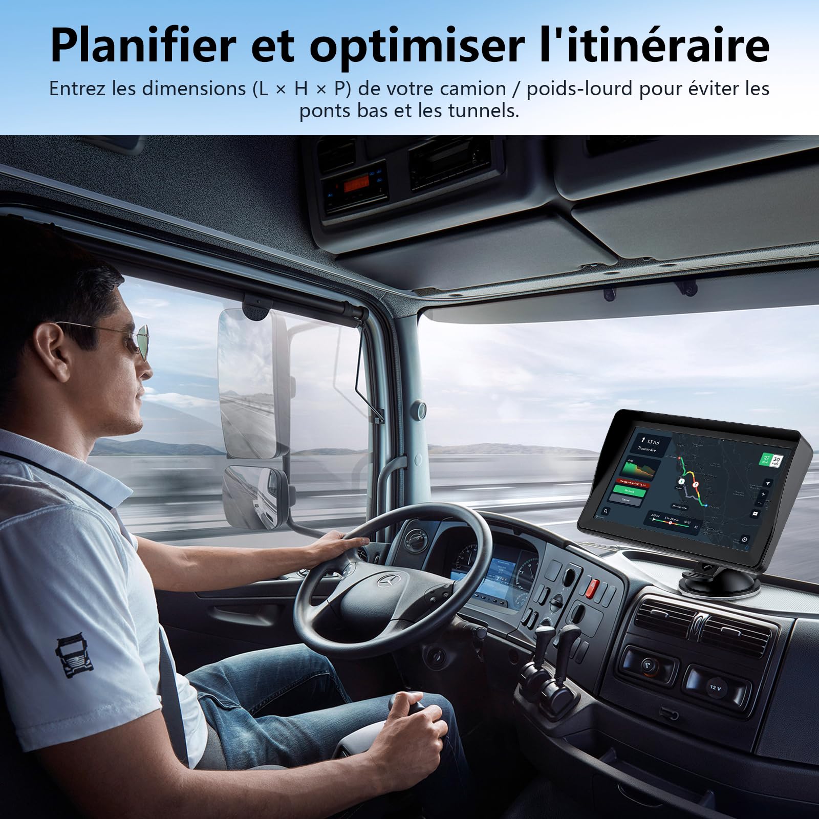 GPS Voiture, GPS Navigation Voiture 7 Pouces avec Cartes de l'europe 2025, Mises à Jour Gratuites, Points D'intérêt et Alerte de Vitesse, Guidage Vocal pour Voiture/Camion/Camping-Car