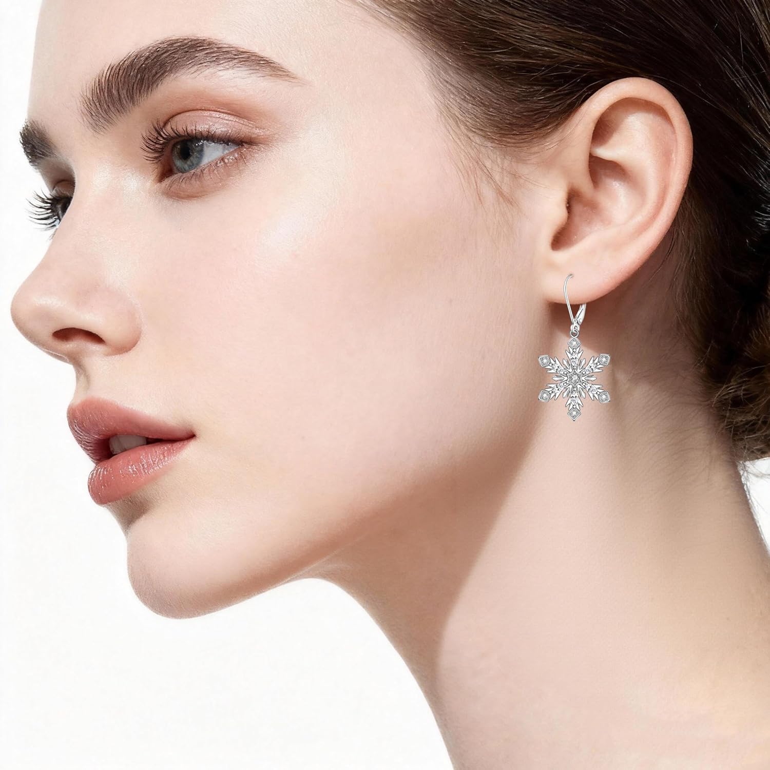925 Sterling Silver Christmas Earrings Snowflake Earrings for Women Winter Snowflake Jewelry gifts for Women