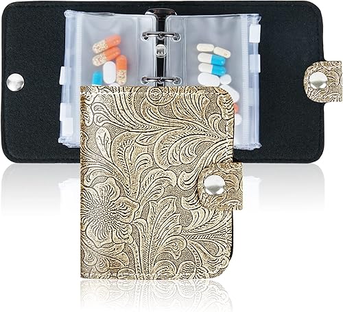 Miniatura 10 de Hennaja Libro organizador de píldoras, bolsas de píldoras de plástico transparente, autosellantes, organizador de medicamentos de viaje (1 rosa