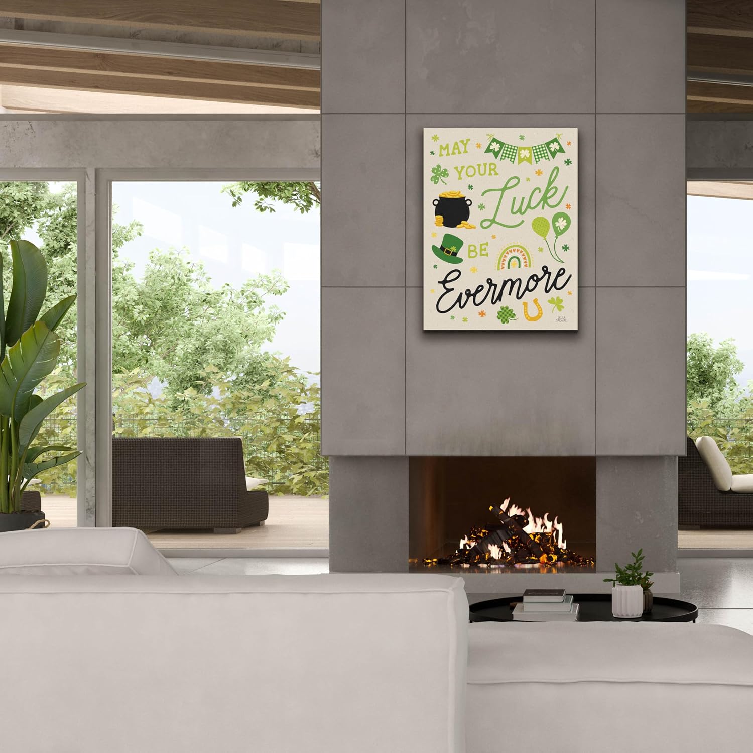 Epic Graffiti 'Shamrock Wishes 3 Beige' by Laura Marshall Canvas Wall Art, 26" x 34"