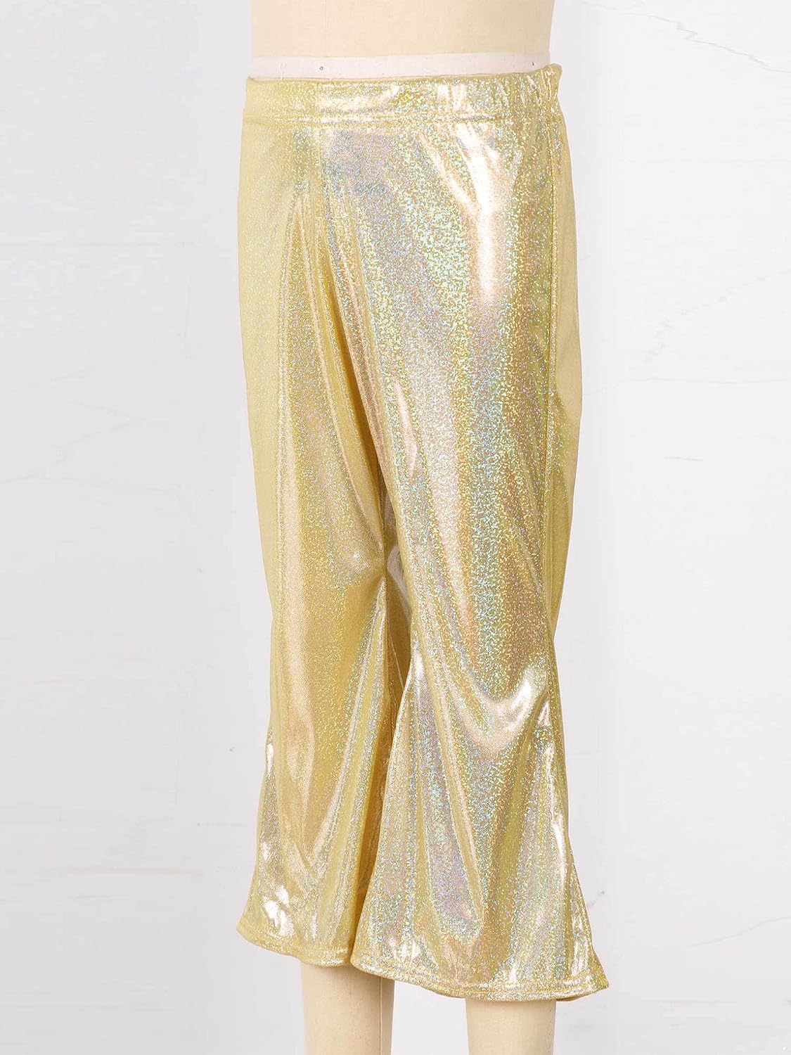 Oyolan Kids Girls Tumbling Flare Bell-Bottomed Pants High Waist Wide Leg Pants Hip Hop Jazz Disco Dance Trousers