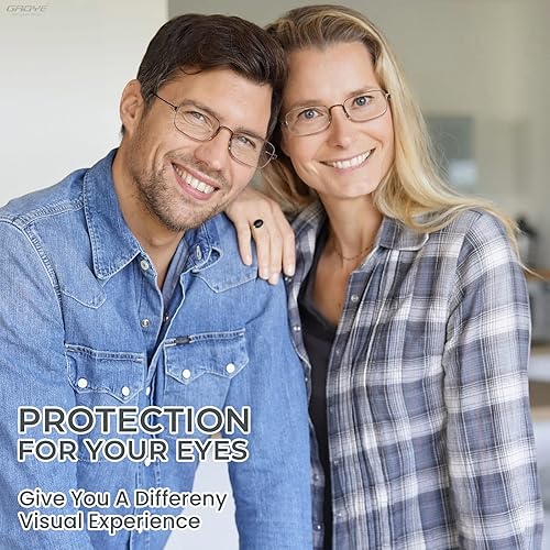 Miniatura 6 de Gaoye Paquete de 3 lentes de lectura de metal para mujeres y hombres, lectores con bloqueo de luz azul, anteojos de aumento delgados con 3 bolsillos