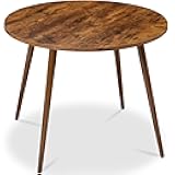 Best Choice Products Round 35.5in Dining Table for 4 w/Sturdy Wood Finish Steel Legs, Mid Century Modern, Space-Saving, Small Space Circle Dinette for Home, Kitchen, Apartment - Medium Brown