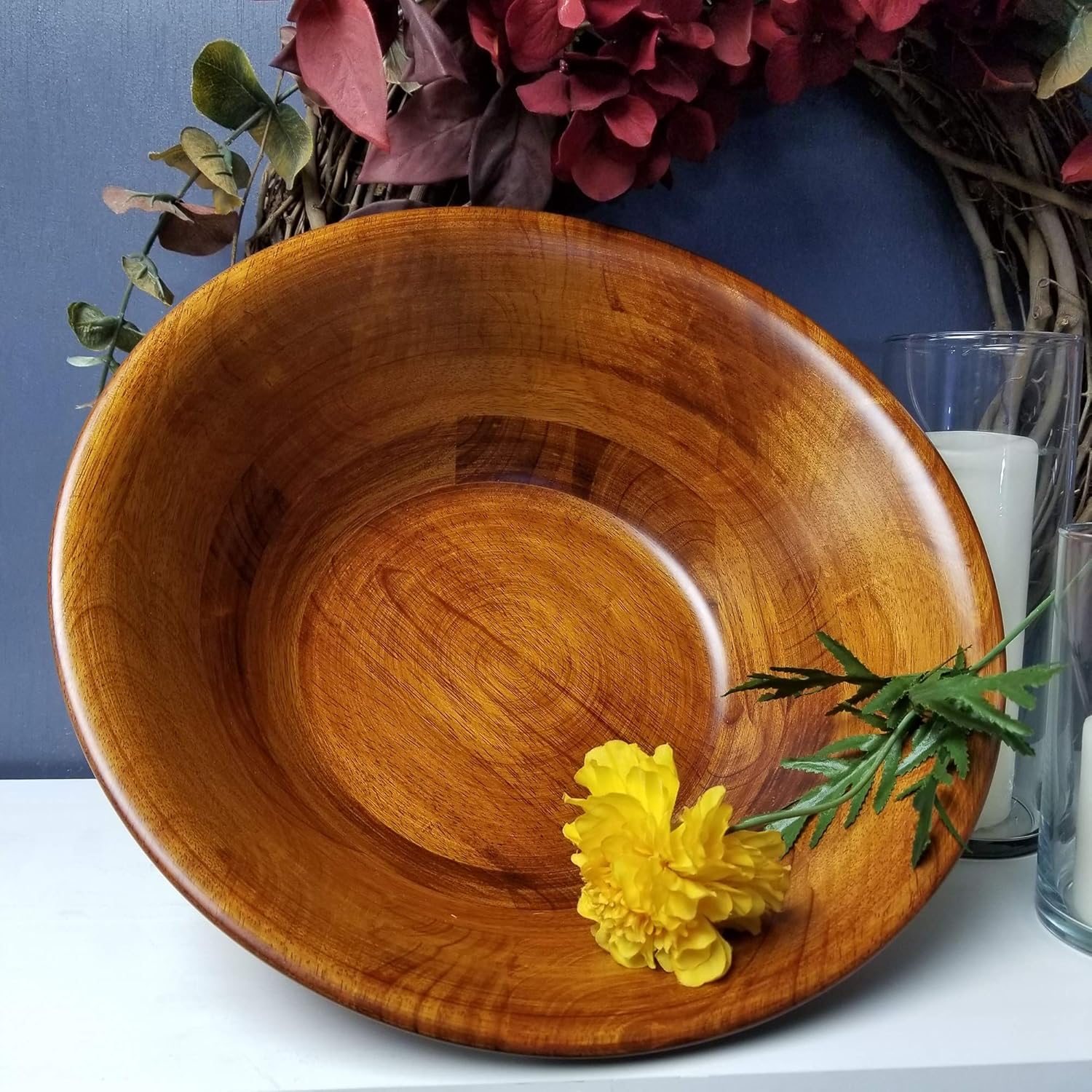 Creative Product Lipper International Cherry Finished Flared Serving Bowls for Salads or Fruit, Large, 14 Diameter x 5 Height, Single Bowl