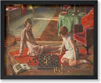 Poster Master Vintage The Chess Players Painting Poster - Retro Chess Print - Impressionism Art - Sports Design - Women Illustration - Aesthetic Living Room or Office Decor - 8x10 UNFRAMED