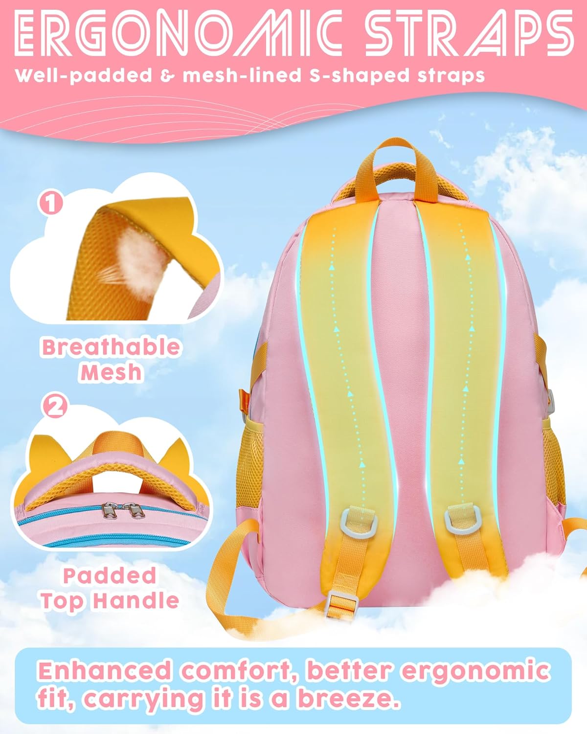 BLUEFAIRY Middle High School Backpack for Boys Girls Large Bookbag with Laptop Compartment Back to School Book Bags for Teens Teenagers Mochilas Escolares para Niños Niñas (Pink/Blue, Solid)