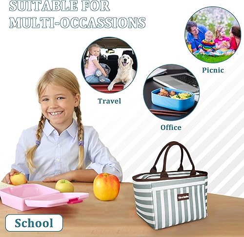 Miniatura 6 de Tirrinia Bolsas de almuerzo para mujeres y hombres, bonita bolsa de almuerzo aislada para niñas, lonchera a prueba de fugas de moda para adultos y