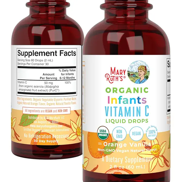 MARYRUTH'S Infant & Baby Vitamin C Supplement | USDA Organic Vitamin C Liquid Drops for Infants | Ages 6-12 Months | Immune Support | Overall Health | Vegan | Non-GMO | Gluten Free | 2 Fl Oz 10