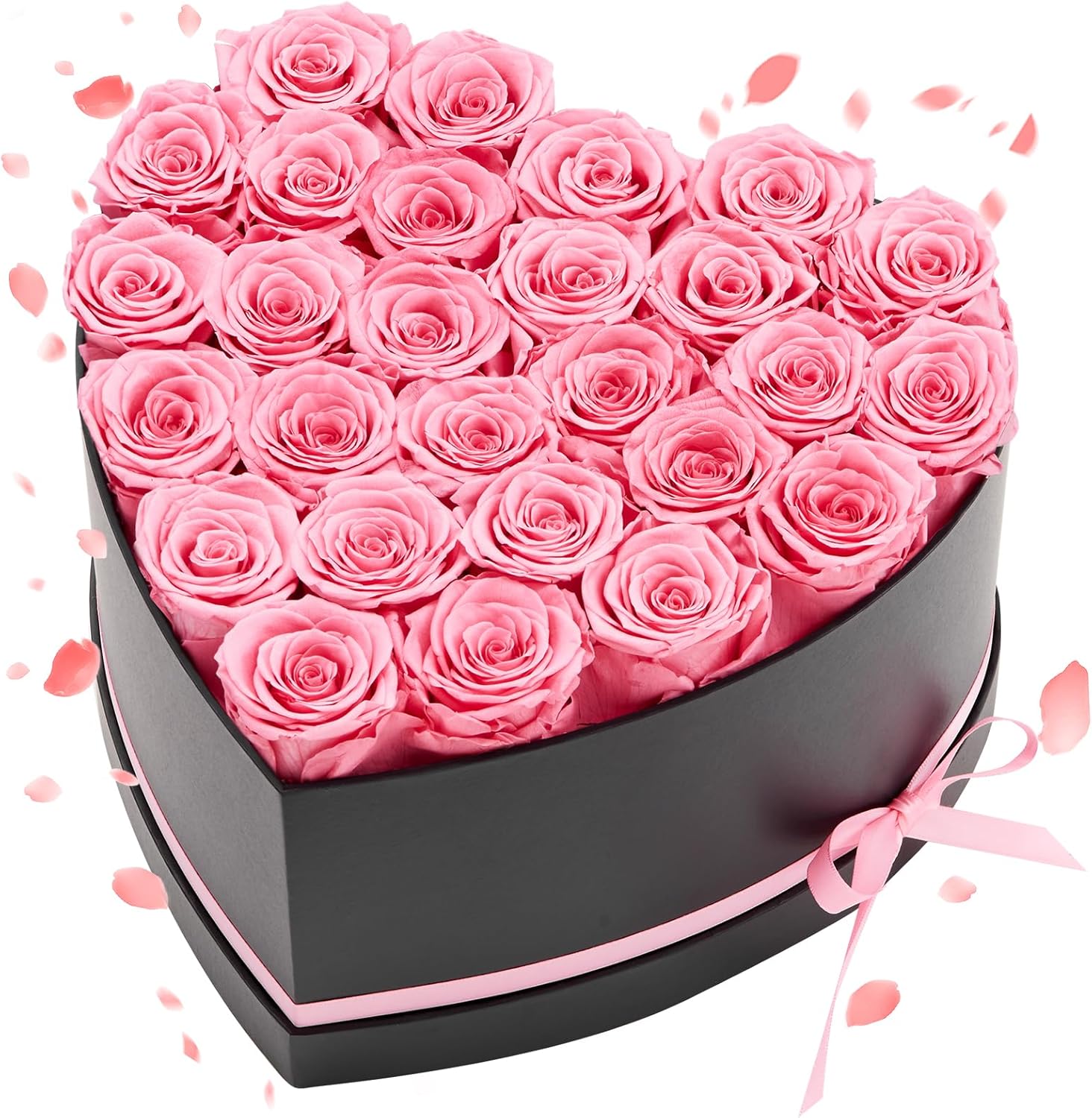 VEVOR Forever Flowers, 27 Preserved Roses in a Heart Shape Box, Eternal Flowers Immortal Bouquet Birthday Present for Women Her Wife Mothers, Anniversary, Valentine's Day,Christmas, Pink