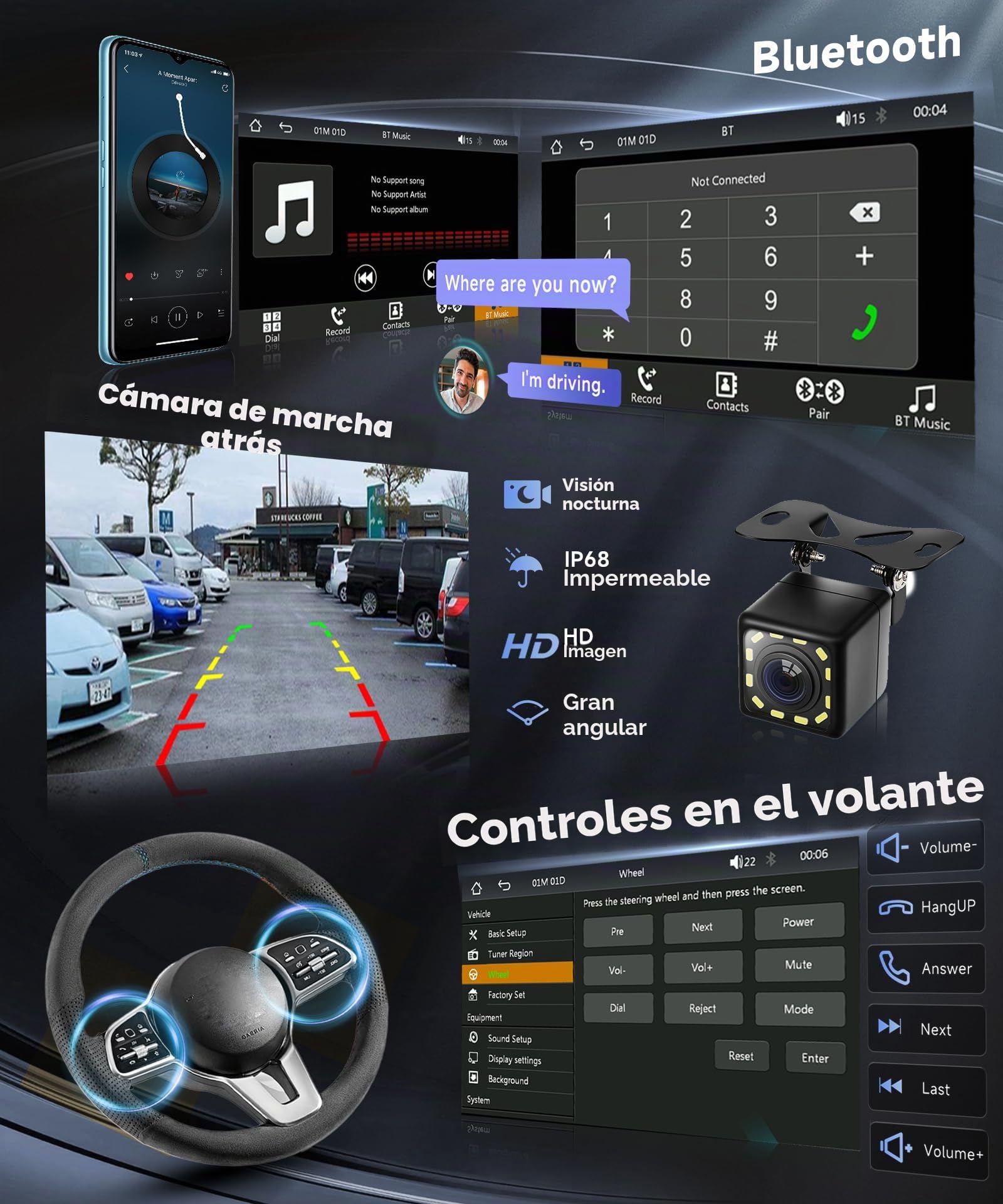 VECHTEL Dab+/Dab Radio de Coche 2 DIN con CarPlay Android Auto Inalambrico, 7 Pulgadas IPS HD Pantalla Táctil Radio Coche Soporte Bluetooth 5.2 Radio FM USB/AUX Mirror Link SWC Cámara Trasera